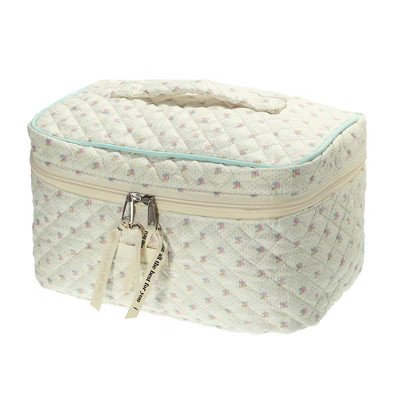 Unique Bargains Makeup Bag Travel Beige Cotton Large Cute Floral Pattern Aesthetic 1 Pc | Target
