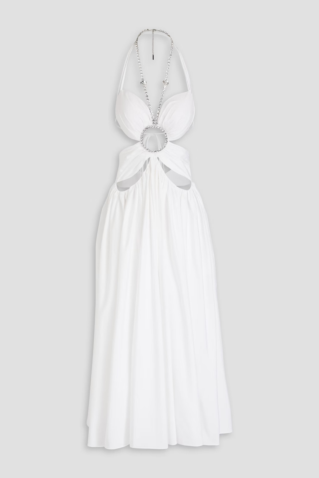 Ruched embellished cotton-poplin midi dress | The Outnet (US and CA)