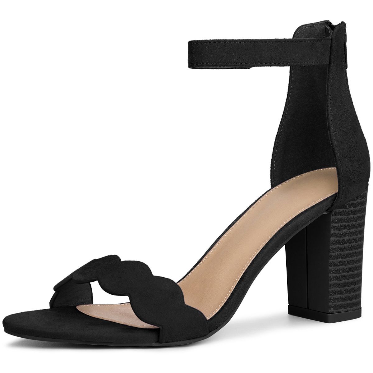 Perphy Scalloped Heel Ankle Strap Chunky Heels Sandals for Women | Target