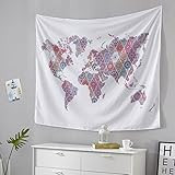Pop Shop Pattern World Map Tapestry, 50x60, Red | Amazon (US)