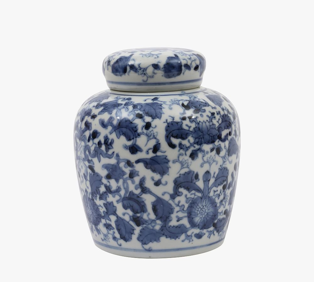 Ceramic Blue &amp; White Jar With Lid | Pottery Barn (US)