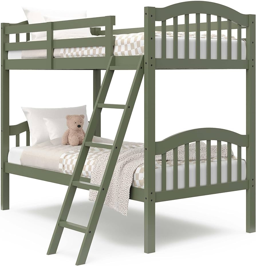 Storkcraft Long Horn Twin-Over-Twin Bunk Bed (Olive) - GREENGUARD Gold Certified, Converts to 2 I... | Amazon (US)