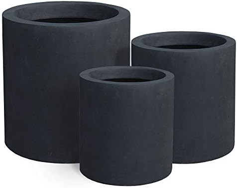 Kante 9.8",12.6",15.7" DiaConcrete Outdoor Modern Cylindrical Planters Set of 3, Weathered Concre... | Amazon (US)