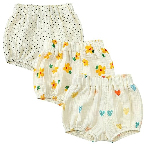 3PC Shorts Set Newborn Baby Girls Boys Pants Cotton Linen Blend Cute Floral Bloomers Triangle Sho... | Amazon (US)
