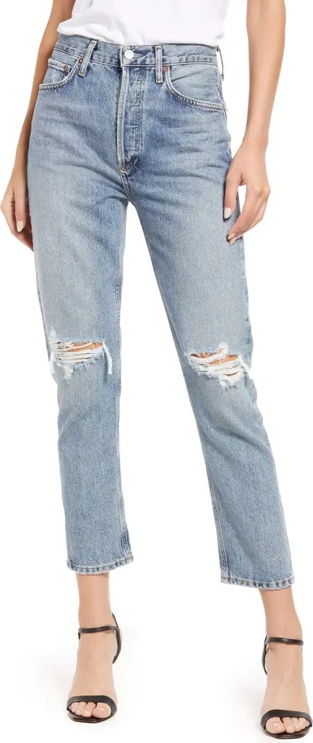 AGOLDE Riley Ripped High Waist Straight Leg Organic Cotton Jeans | Nordstrom | Nordstrom