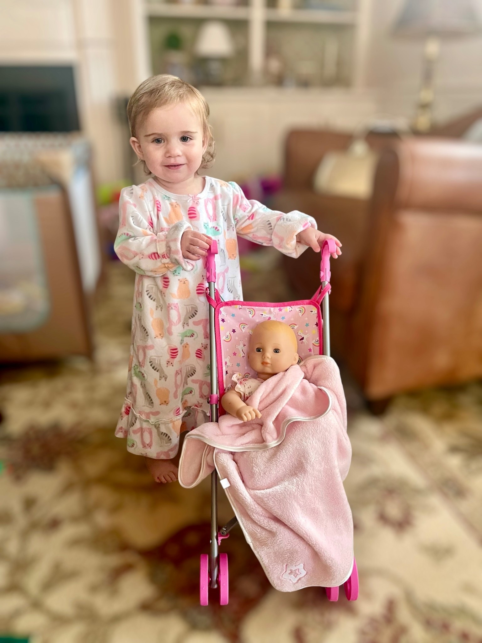 Morning playtime perfection for your little one 💕 This sweet toddler setup features the Dream Collection Metal Fold-Up Doll Stroller 🌈💗 — lightweight, easy to push, and perfectly sized for pretend play adventures. Paired with the American Girl Bitty Baby® Doll #3 Care & Play Set 👶🏼🎀, complete with her cozy pink blanket, bottle, and accessories for endless nurturing fun.

She’s ready for the day in the Simple Joys by Carter’s Girls’ 2-Pack Fleece Nightgowns 🐱💤 — wearing the adorable White Cat print with ruffle hem for extra cozy style. These fleece gowns are warm, soft, and perfect for lounging or bedtime snuggles.

🛒 Shop the look & toys:
	•	🍼 Bitty Baby® Doll #3 with blonde hair Care & Play Set – American Girl
	•	🌈 Dream Collection Doll Stroller – 23” Pink Umbrella Style – Amazon
	•	🐱 Simple Joys by Carter’s Girls’ Fleece Nightgowns, 2-Pack – Amazon

: toddler pretend play, doll stroller, Bitty Baby American Girl, fleece nightgown for girls, cozy toddler pajamas, playroom gift ideas, realistic doll stroller, toddler girl Christmas gift, Carter’s Simple Joys


#LTKFindsUnder50 #LTKKids #LTKBaby