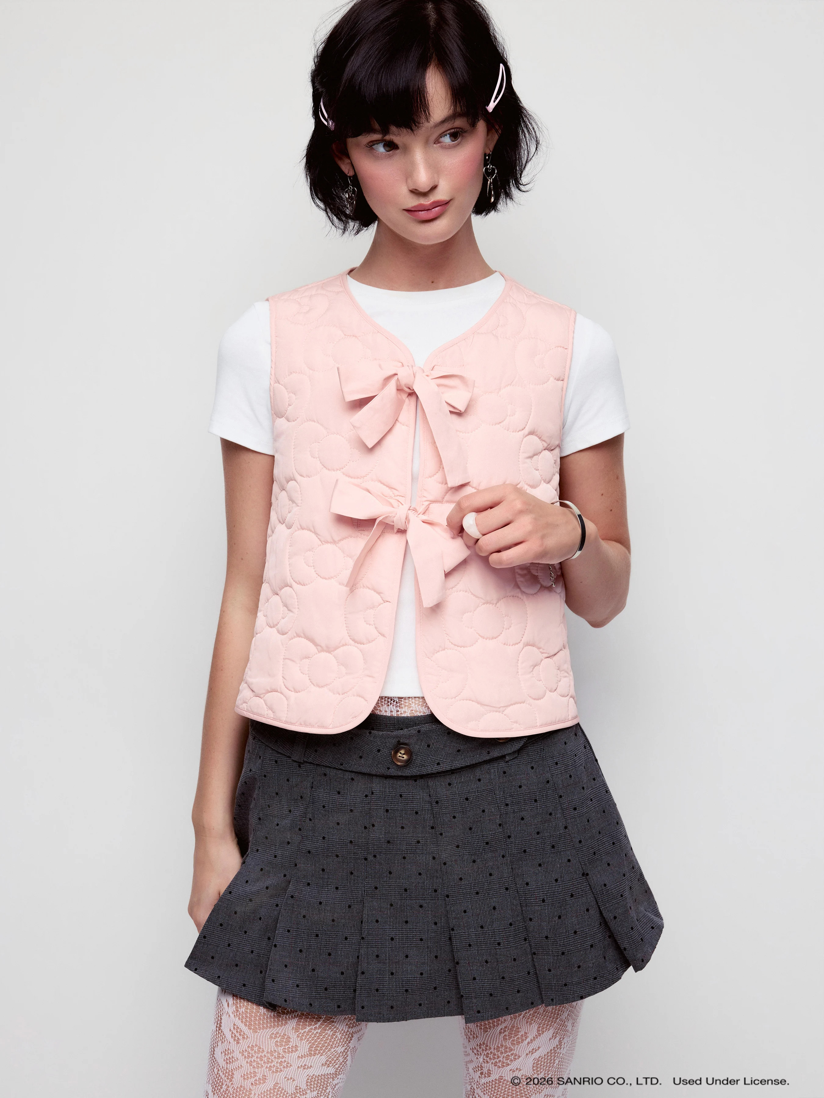 Woven All Love Quilted Bowknot Vest For School Daily Casual | Cider