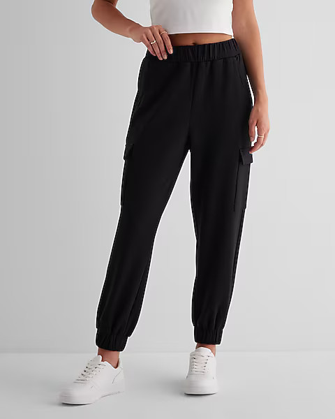 High Waisted Luxe Lounge Cargo Joggers | Express