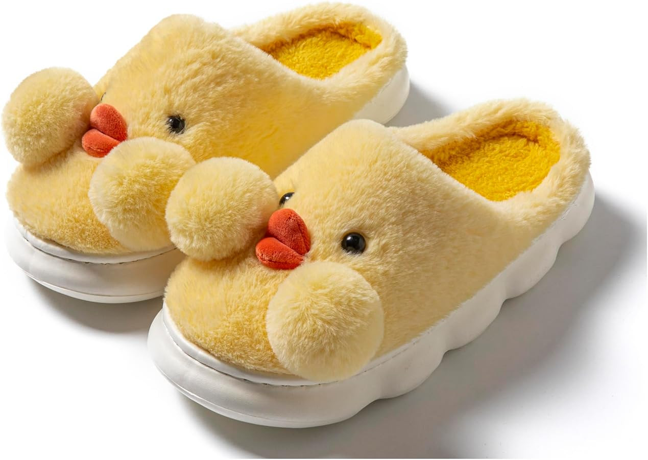 YILANLAN Women's & Men's Winter Duck Slippers - Warm & Cute Animal Cartoon Home Slippers | Amazon (US)