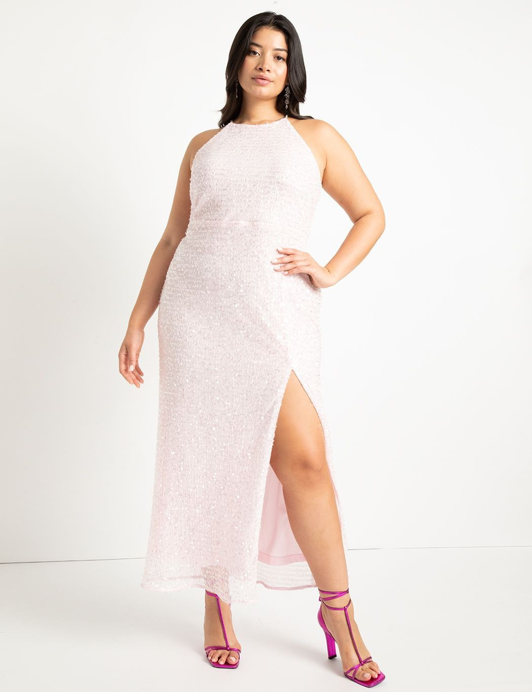 Novelty Sequin Gown With Slit | Women's Plus Size Dresses | ELOQUII | Eloquii
