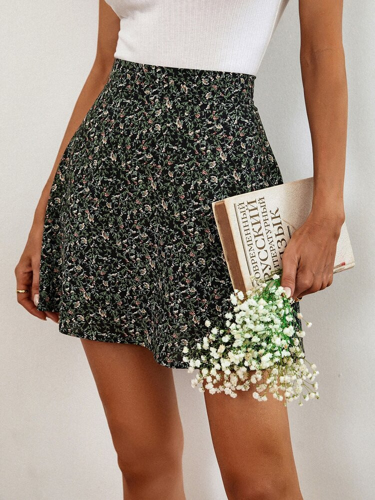 SHEIN Frenchy High Waist Ditsy Floral Skirt | SHEIN