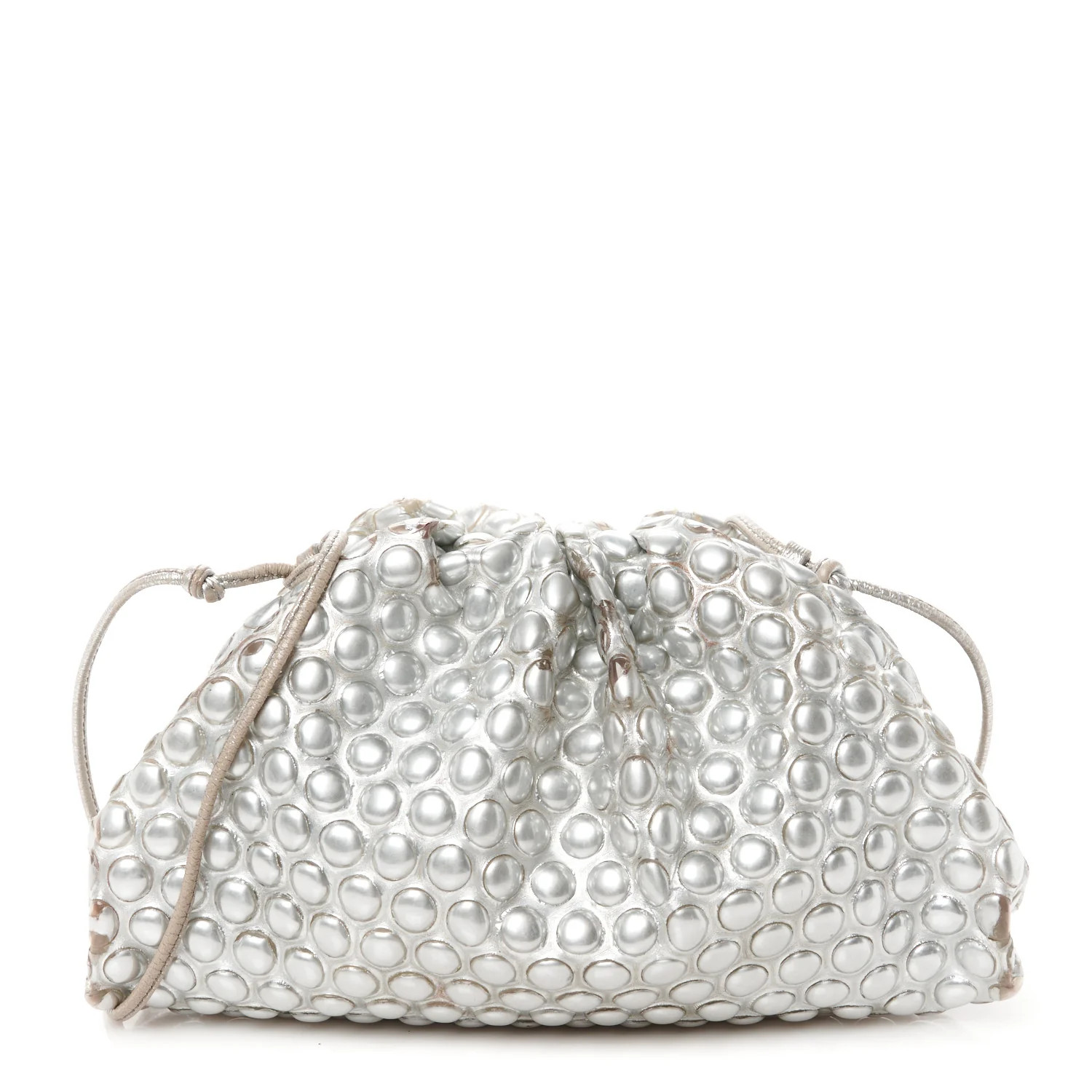 Metallic Fabric Bubble Wrap The Mini Pouch Silver | FASHIONPHILE (US)