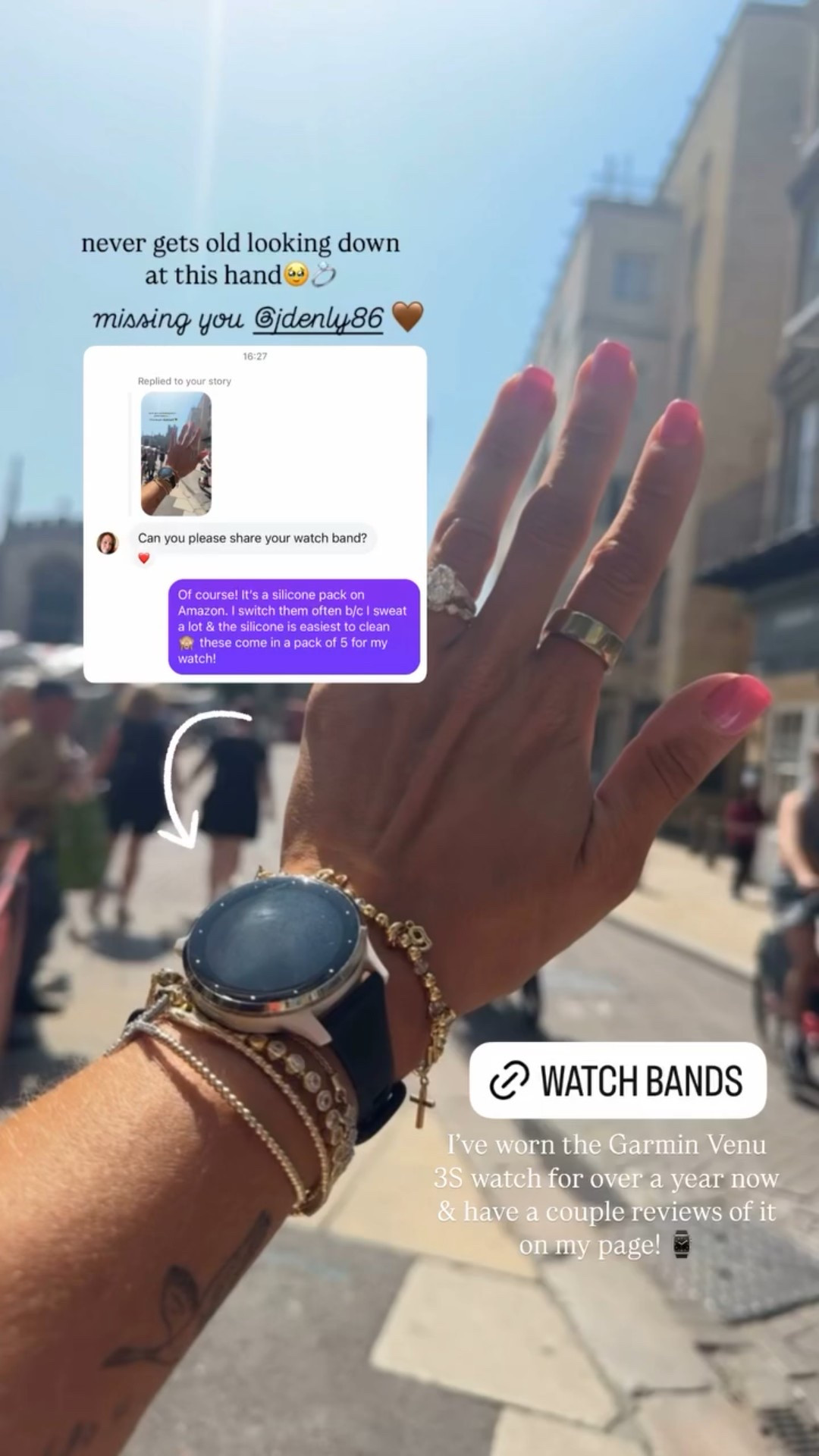 My watch bands this trip — I love the silicone b/c they’re easiest to clean! Especially when I’ve been sweating 🙈🥵

I’ve worn the Garmin Venu 3S watch for over a year now & have a couple reviews of it on my page! ⌚️

Amazon finds / Garmin watch band / accessories / Holley Gabrielle 

#LTKActive #LTKSeasonal #LTKFindsUnder50