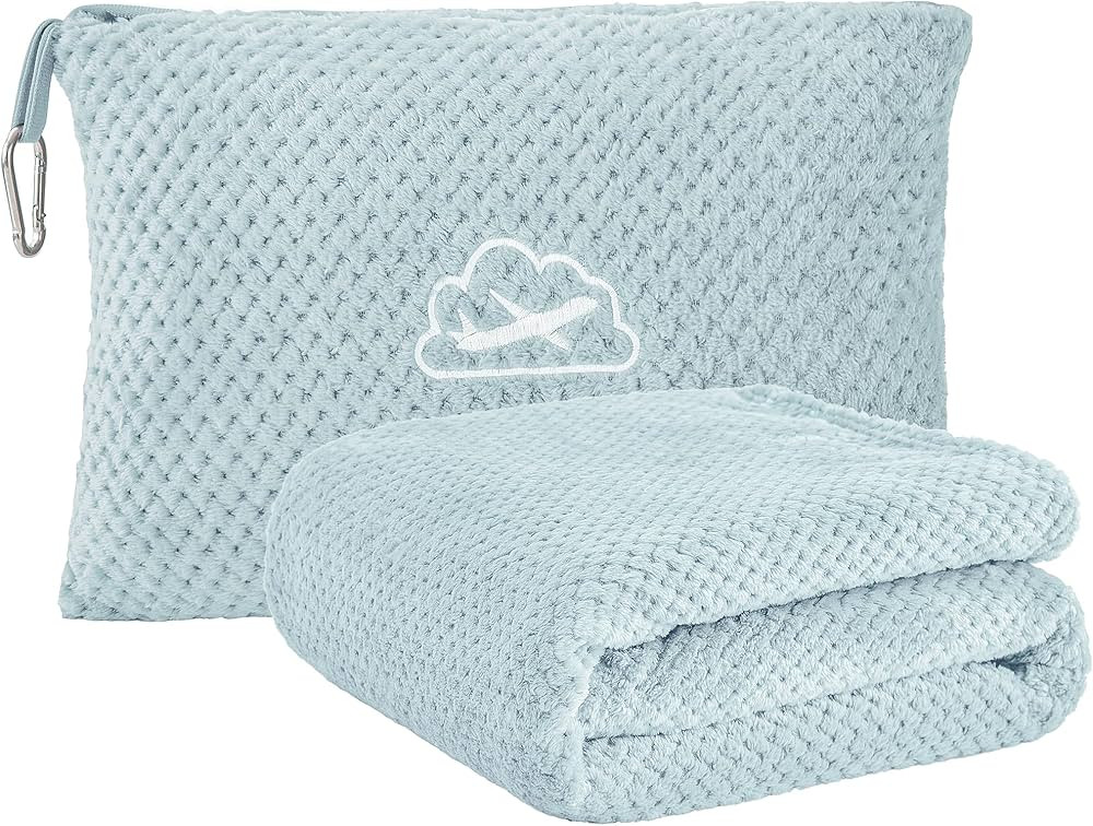 BEDELITE Travel Blanket Airplane Compact with Bag, Portable and Packable 2 in 1 Jacquard Travel P... | Amazon (US)