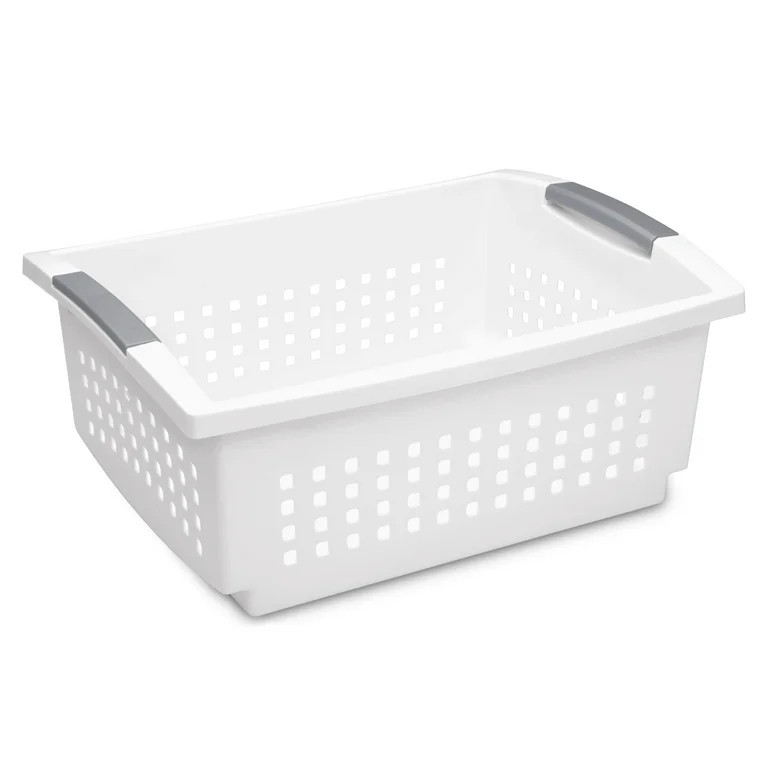 Sterilite Large Stacking Basket, Open Plastic Bin, Space Saving Organizers, White | Walmart (US)