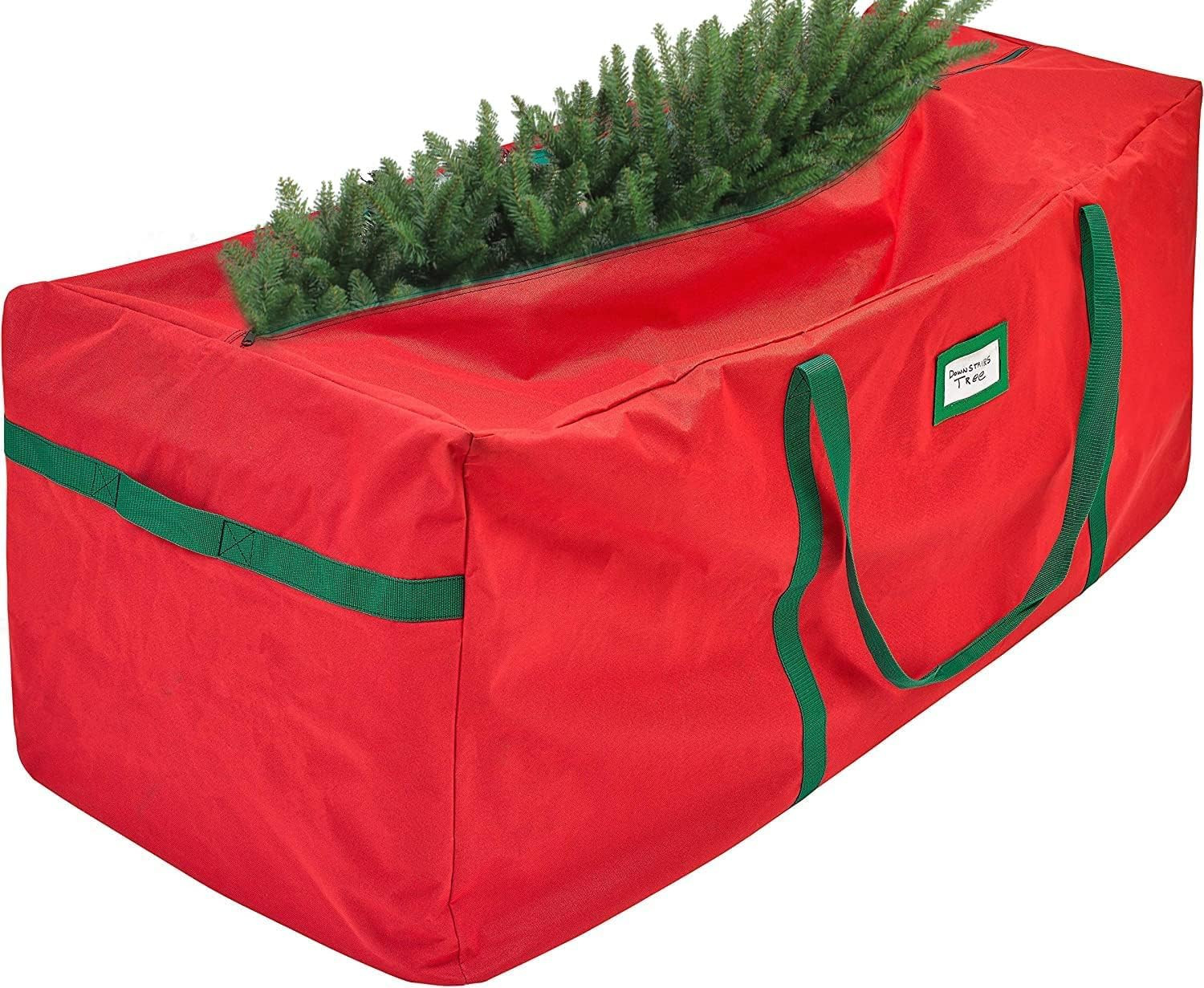 HOLDN’ STORAGE Christmas Tree Bag Heavy Duty 600D Oxford - Christmas Tree Bags Storage Fits Up To 9Ft, Extra Wide, Waterproof Storage Bags with Reinforced Handles & Zipper - Red | Amazon (US)