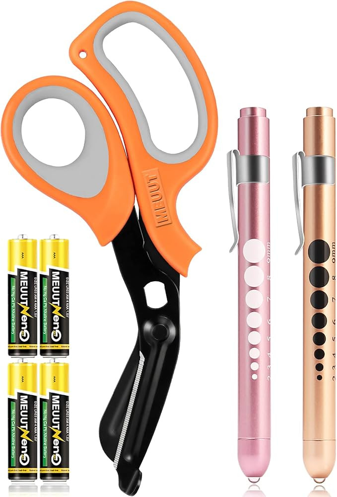 MEUUT 3 Pack Penlight & Medical Scissors- One 8 Inches Patented Trauma Shears Two LED Pen light w... | Amazon (US)