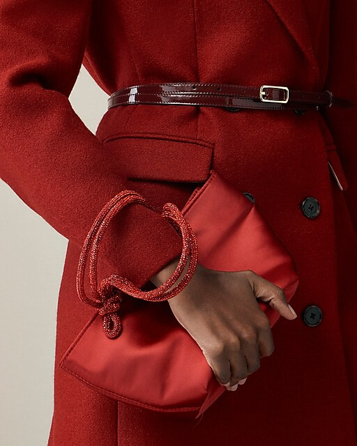 Small satin tote with crystal handles | J. Crew US