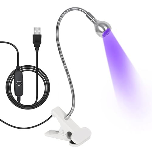 AORAEM U V Nail Lamp,Sliver 3W U V Light for Nails 35NM U V Gel X Nail Lamp with Gooseneck and Clamp for Gel Nail (AA-Silver) | Amazon (US)