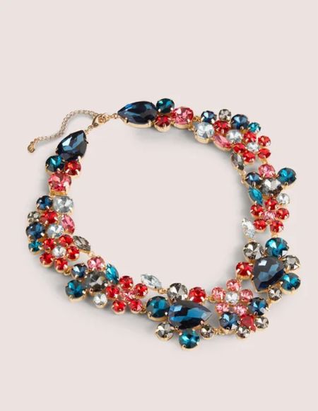 Boden statement jewel necklace. Red and blue gem necklace. Party outfit. Christmas holiday necklace  

#LTKunder50 #LTKSeasonal #LTKHoliday