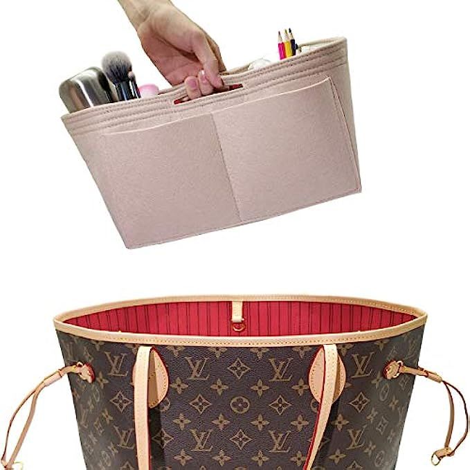LEXSION Felt Handbag Insert Organizer Bag In Bag with Two Removeable Bottle Holder | Amazon (US)