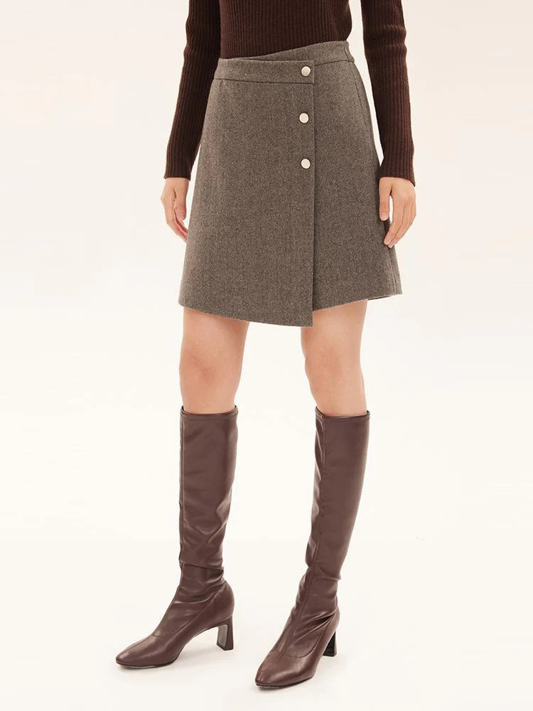 Asymmetric Wool Warp Skirt | GoeliaGlobal