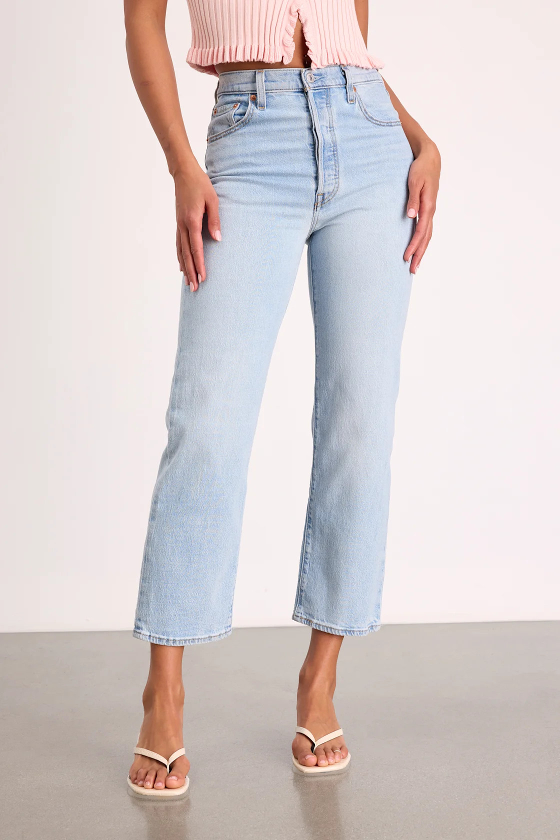 Ribcage Light Blue Denim Straight Ankle Jeans | Lulus
