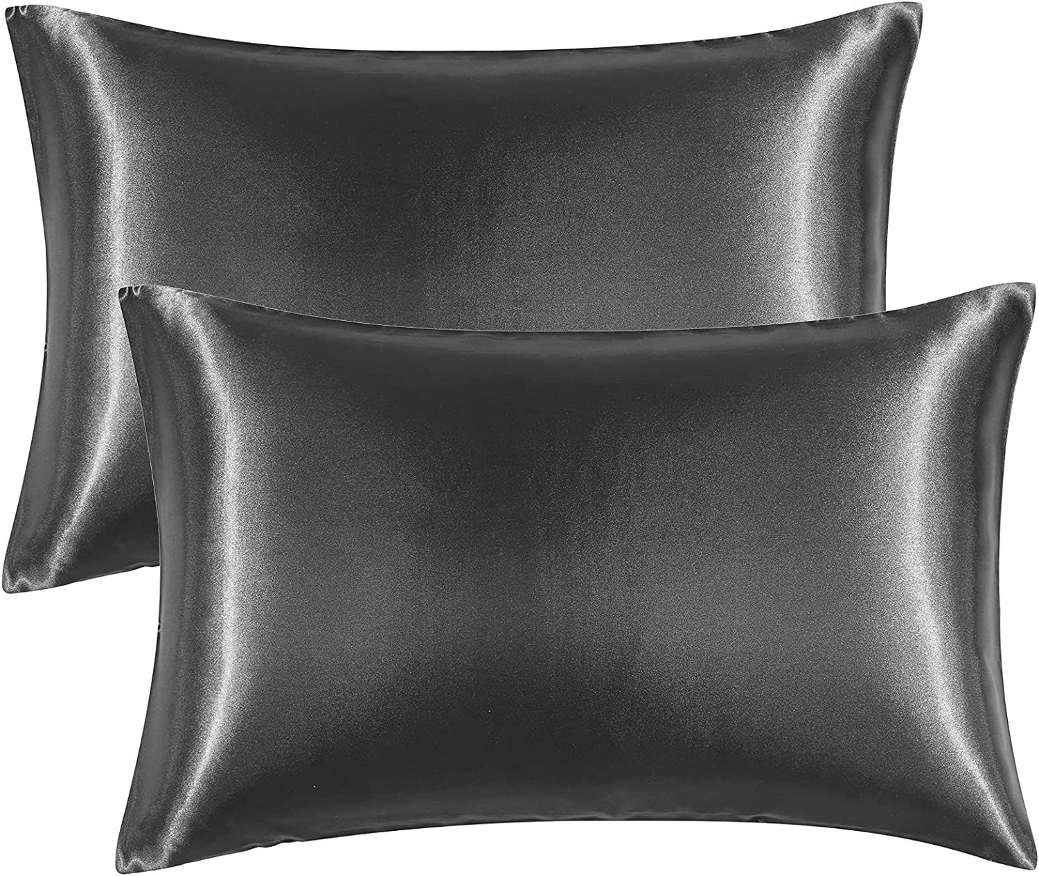 EHEYCIGA Satin Pillowcase for Hair and Skin Silk Pillowcase Set of 2 Dark Grey Soft Pillow Cases ... | Amazon (US)