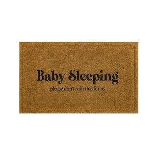 Baby Sleeping Natural 18 in. x 30 in. Faux Coir Doormat | The Home Depot