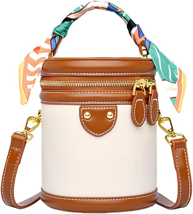 Mini Bucket Crossbody Bags for Women Vegan Leather Small Round Shoulder Round Handle Handbag Purs... | Amazon (US)