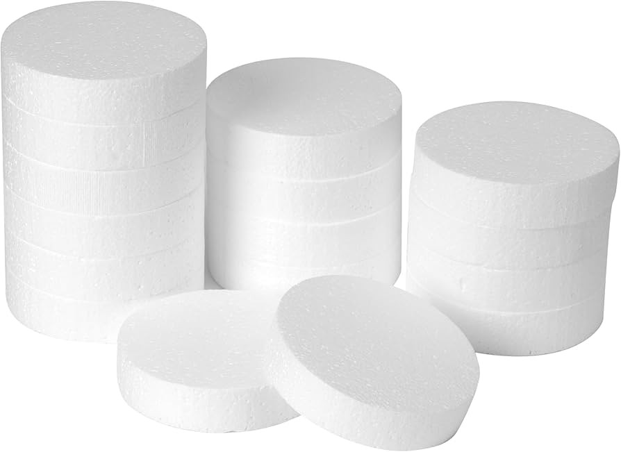 Crafare 4 Inch Foam Circles for Crafts 16 Pack 1 Inch Thick Round Discs Polystyrene White for Wed... | Amazon (US)