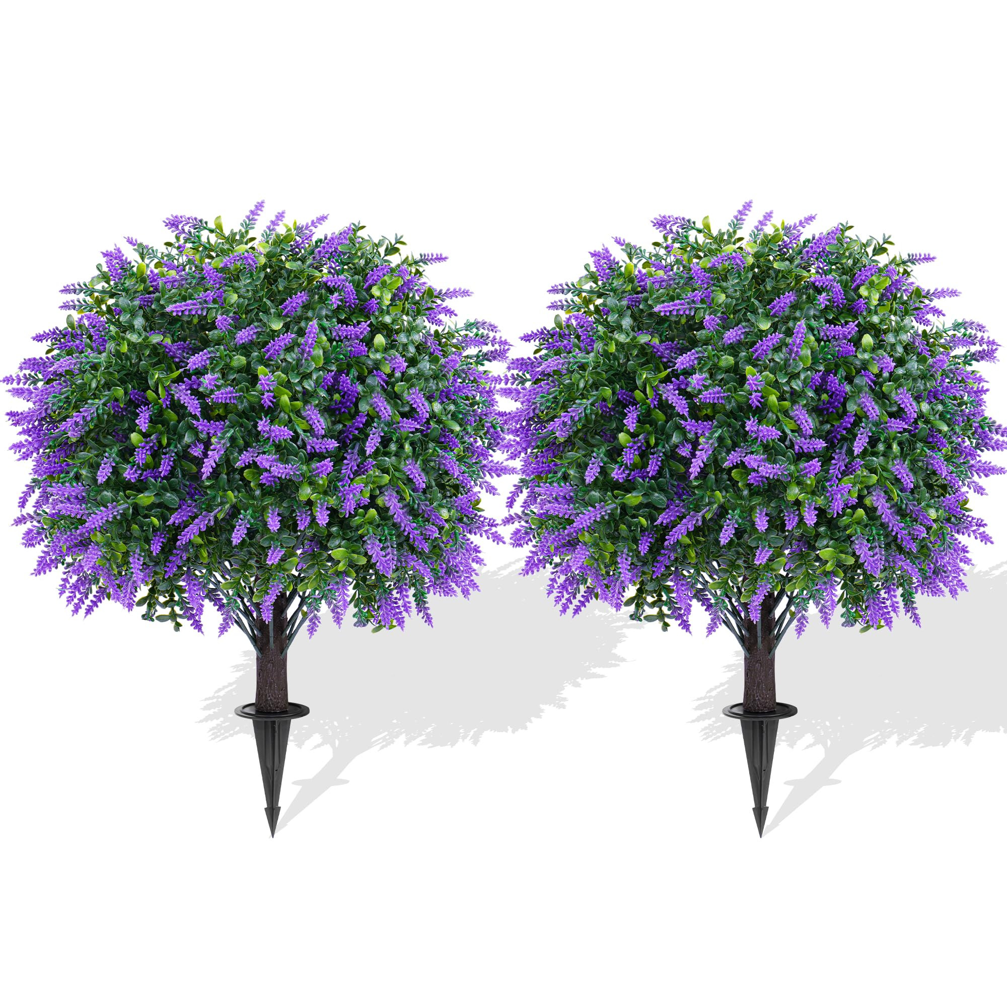 Artificial Lavender Topiary Ball Trees with Ground Spike, 2 Pack 16 Inches UV Resistant Artificia... | Amazon (US)