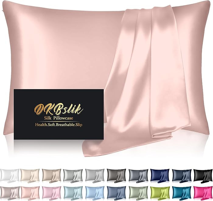 Mulberry Silk Pillow Cases Standard Size, Silk Pillowcase for Hair and Skin, Anti Acne Cooling Sl... | Amazon (US)