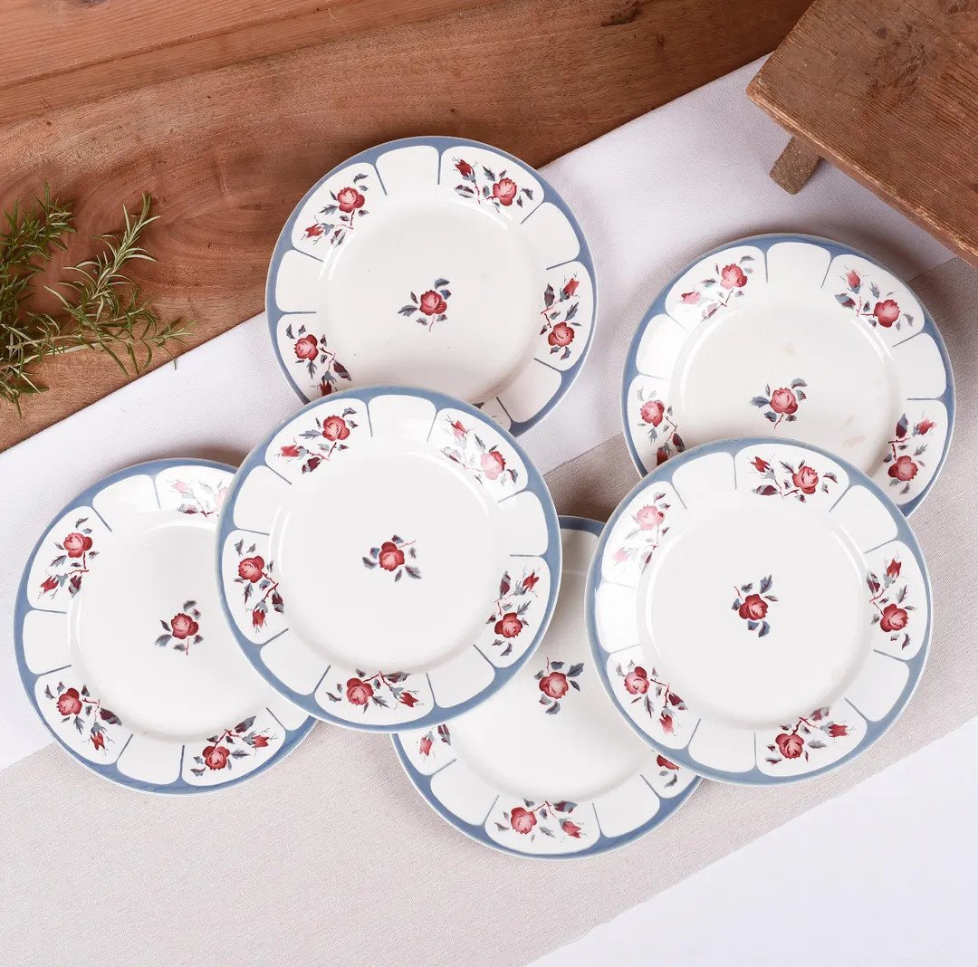 Assiette anciennes Sarreguemines - Lot de 4 Assiettes Florales Bleues - Vintage Digoin Sarreguemi... | Etsy (US)