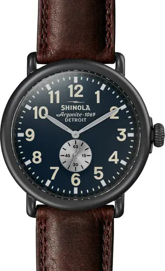 The Runwell Leather Strap Watch, 47mm | Nordstrom