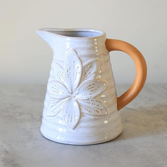 Rustic Farmhouse Vase, Polka Dot Flower Pattern Design for All Home Decor Styles, Ceramic Flower ... | Amazon (US)