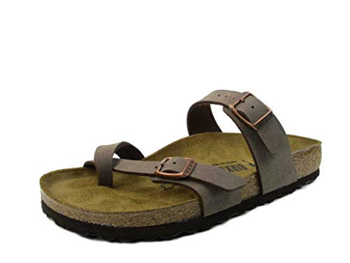 Birkenstock Women's Mayari Adjustable Toe Loop Cork Footbed Sandal- Narrow Mocha, 9-9.5 N US | Amazon (US)