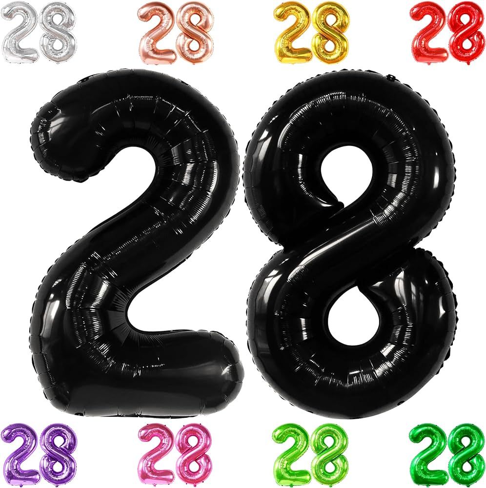 KatchOn, Black 28 Balloon Number - 40 Inch | Black 28 Birthday Balloons, 28th Birthday Decoration... | Amazon (US)