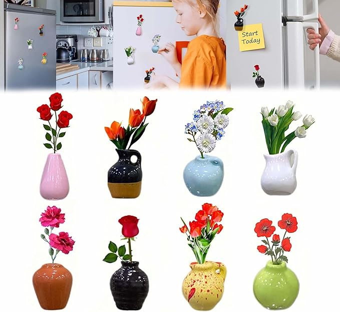 Mini Vase Magnets for Fridge, Ceramic Vase Refrigerator Magnets, Funny Mini Plant Magnets, Small ... | Amazon (US)