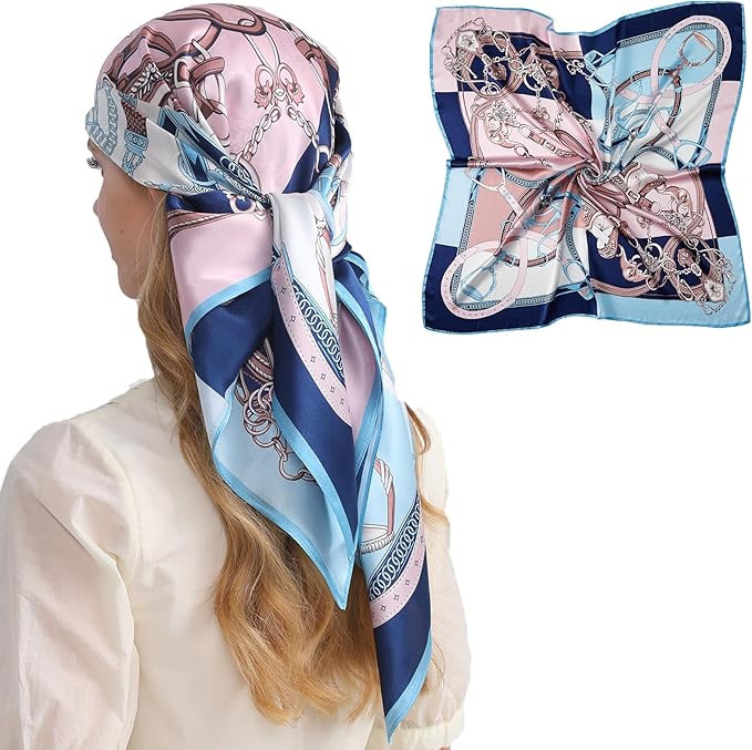 100% Mulberry Silk Head Scarf for Sleeping 35"x35" Square Silk Hair Scarf for Women Lightweight B... | Amazon (US)