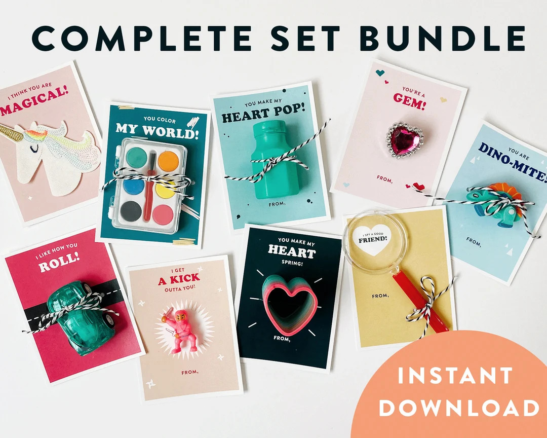 Printable School Valentine Cards, Candy Free, Non-candy Valentines for Kids, for School, for Clas... | Etsy (US)