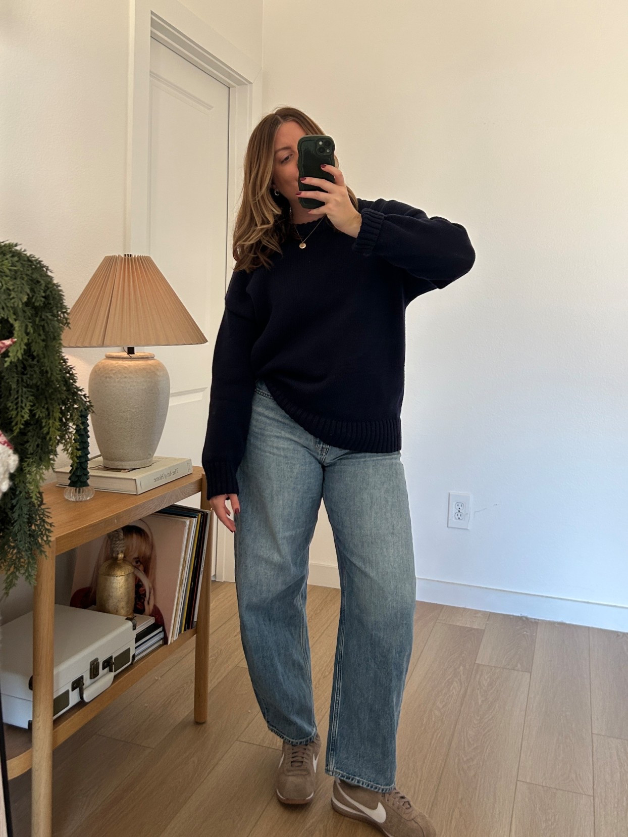 Fav 100% cotton Gap sweater 🫶🏼 I have the navy in size medium. The Nike Cortez shoes are my fav, but you have to size up a half size! 

#LTKFindsUnder100 #LTKootd #LTKSaleAlert