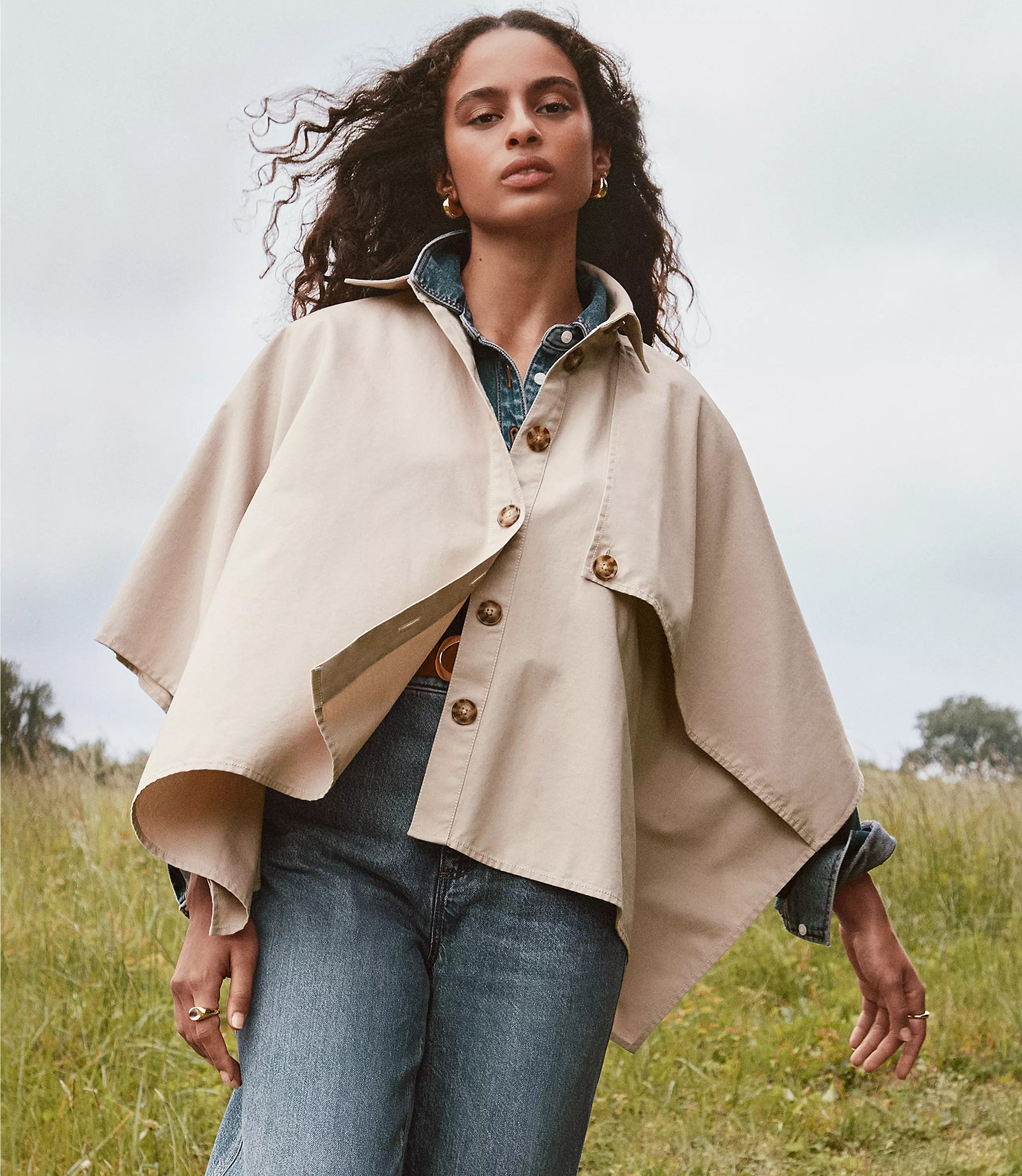 Twill Trench Cape | LOFT