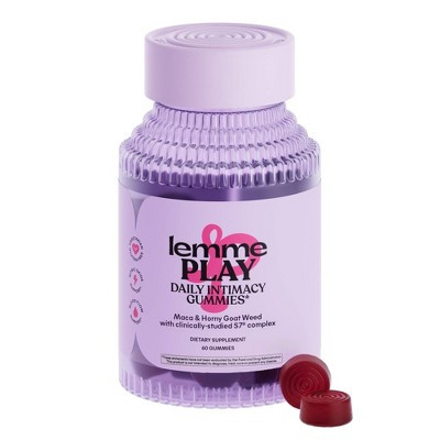 Lemme Play Libido Gummies - Daily Intimacy Support & Blood Flow - Maca, Horny Goat Weed & Nitric Oxide Booster - Cherry Flavored - 60ct | Target