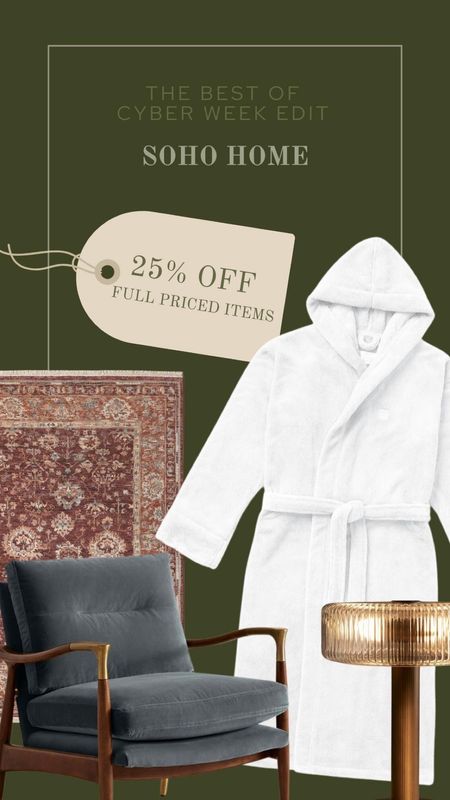 25% off full priced items at Soho Home - including the ultimate cosy robe! 

#LTKGiftGuide #LTKCyberSaleUK #LTKCyberWeek