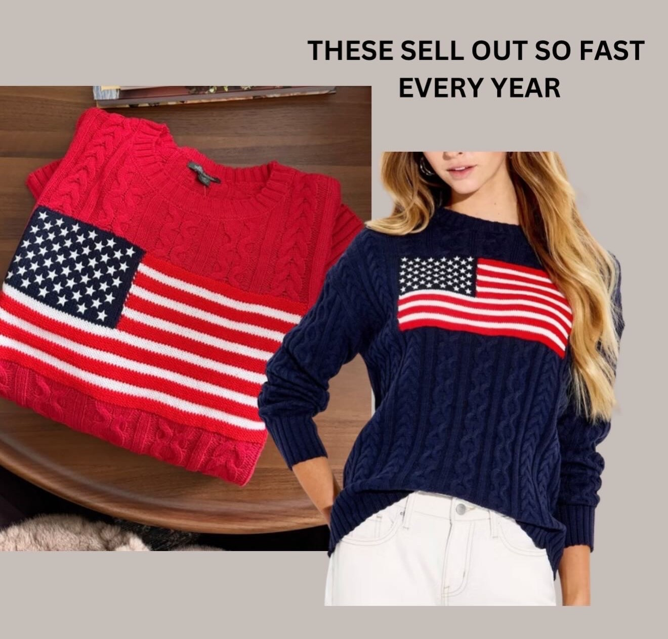 @Target patriotic cable knit sweaters 
Unsized up to a medium- they are stunning every year. I 
I

#LTKU #LTKootd #LTKOver40