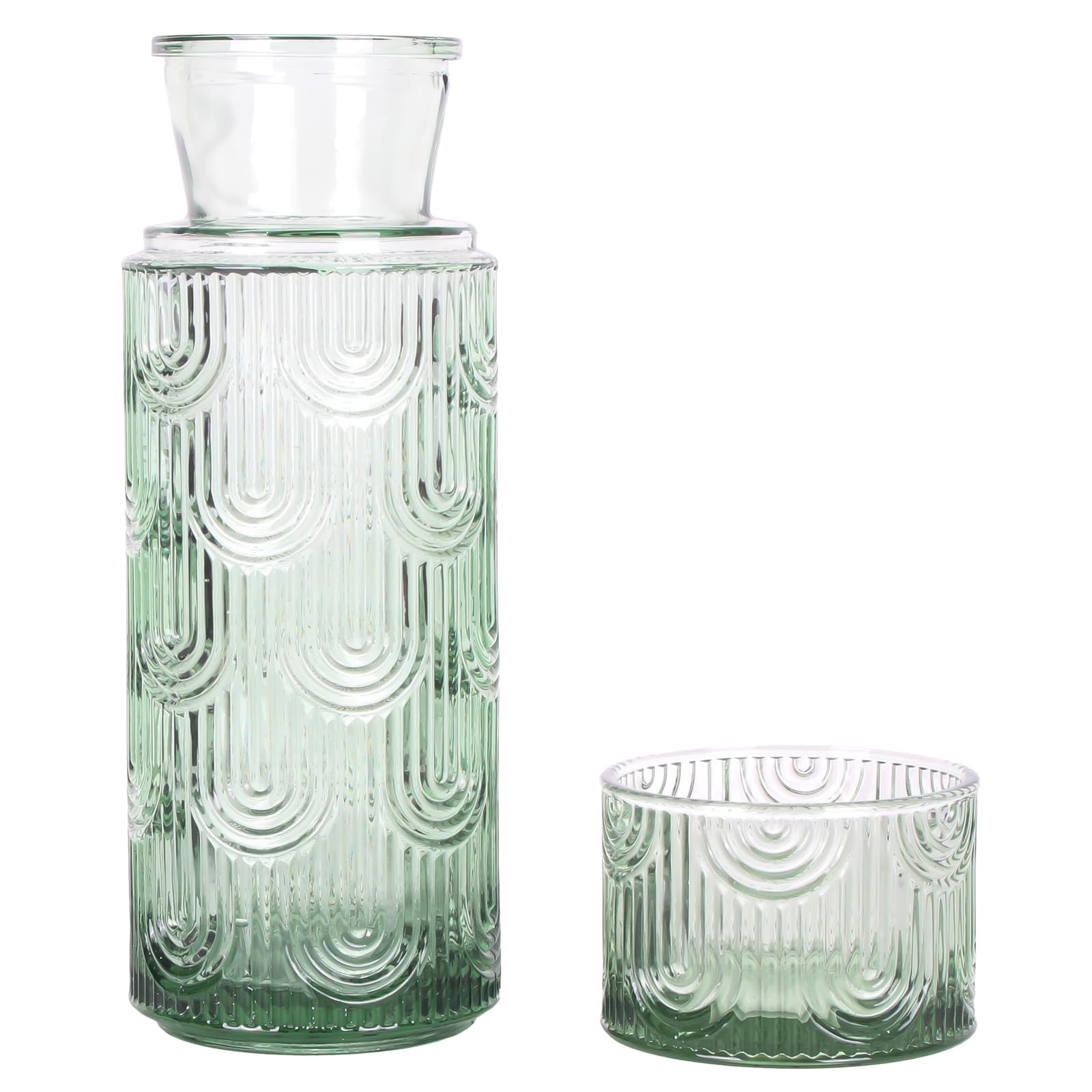 Bedside Water Carafe and Glass Set with Lid, 21.6 Oz Glass Water Carafe and 6 Oz Cup, Mouthwash D... | Amazon (US)