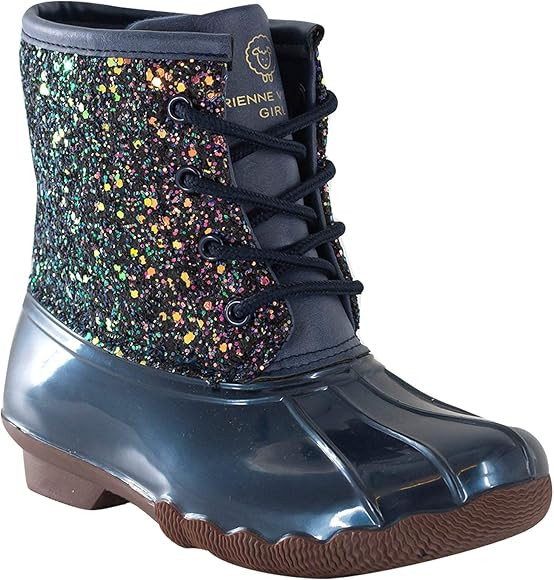 Amazon.com | Jessica Carlyle Gavin-04K Duck Girls Lace Up Two Tone Combat Style Rain Duck Boots P... | Amazon (US)