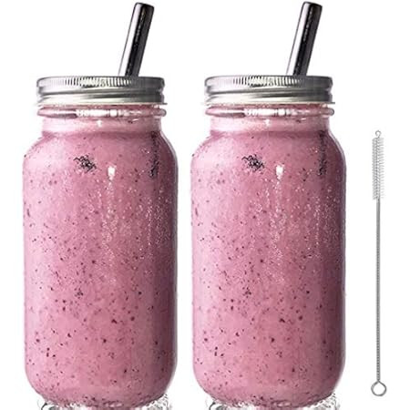 Smoothie Cups Mason Drinking Jar Regular Mouth Authentic Glass Ball Mason Jars 32 oz/Smoothie Cups w | Amazon (US)