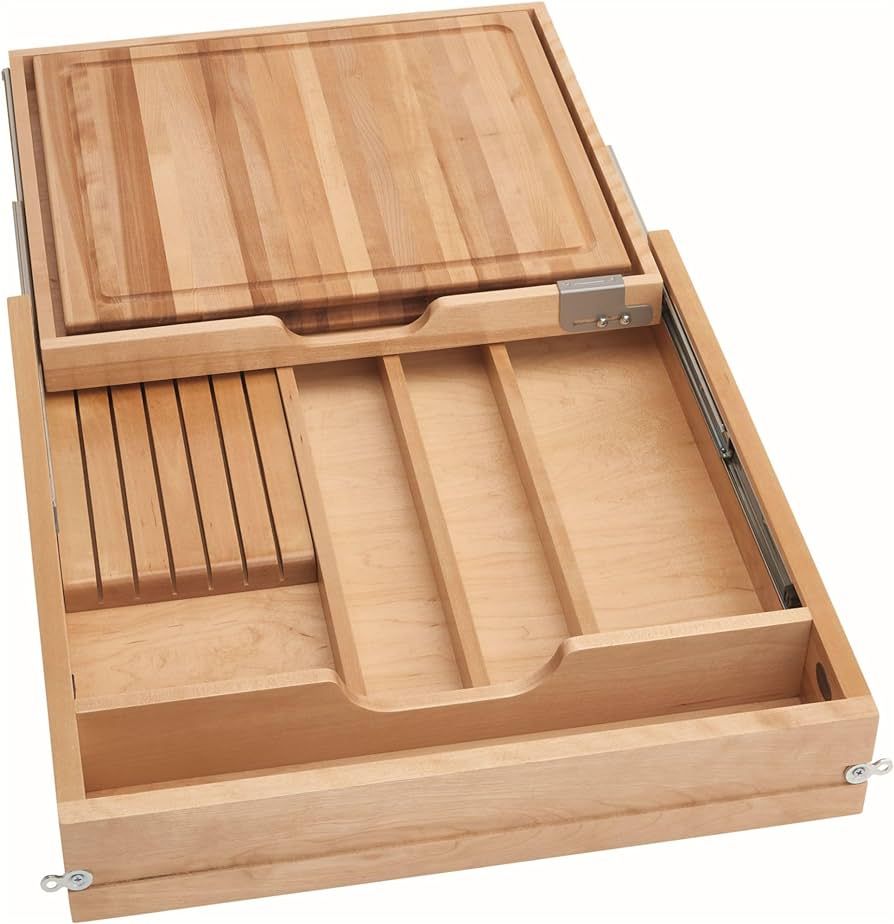 Rev-A-Shelf 4KCB-24H-1 Wood Classics 21" Wood Knife Organizer and Cutting Board Replacement Drawe... | Amazon (US)